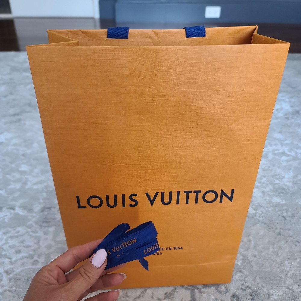 Louis Vuitton paper bag and ribbon,  size 14"×9.8"